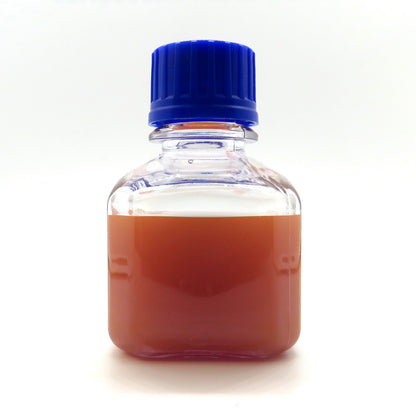 Unlabeled bottle containing 100 nm citrate coated gold nanoparticles from NanoBrand.

