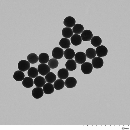 TEM image confirming absence of aggregates in the 125 nm gold nanoparticle sample, particles well separated on the grid.