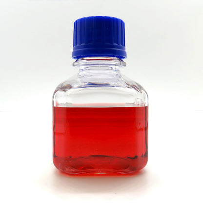 Unlabeled bottle containing 15 nm citrate coated gold nanoparticles from NanoBrand.

