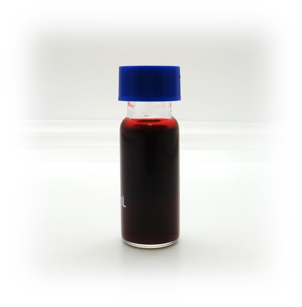 Unlabeled bottle containing 20 nm PEG coated gold nanoparticles from NanoBrand.
