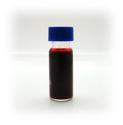 Unlabeled bottle containing 20 nm PEG coated gold nanoparticles from NanoBrand.
