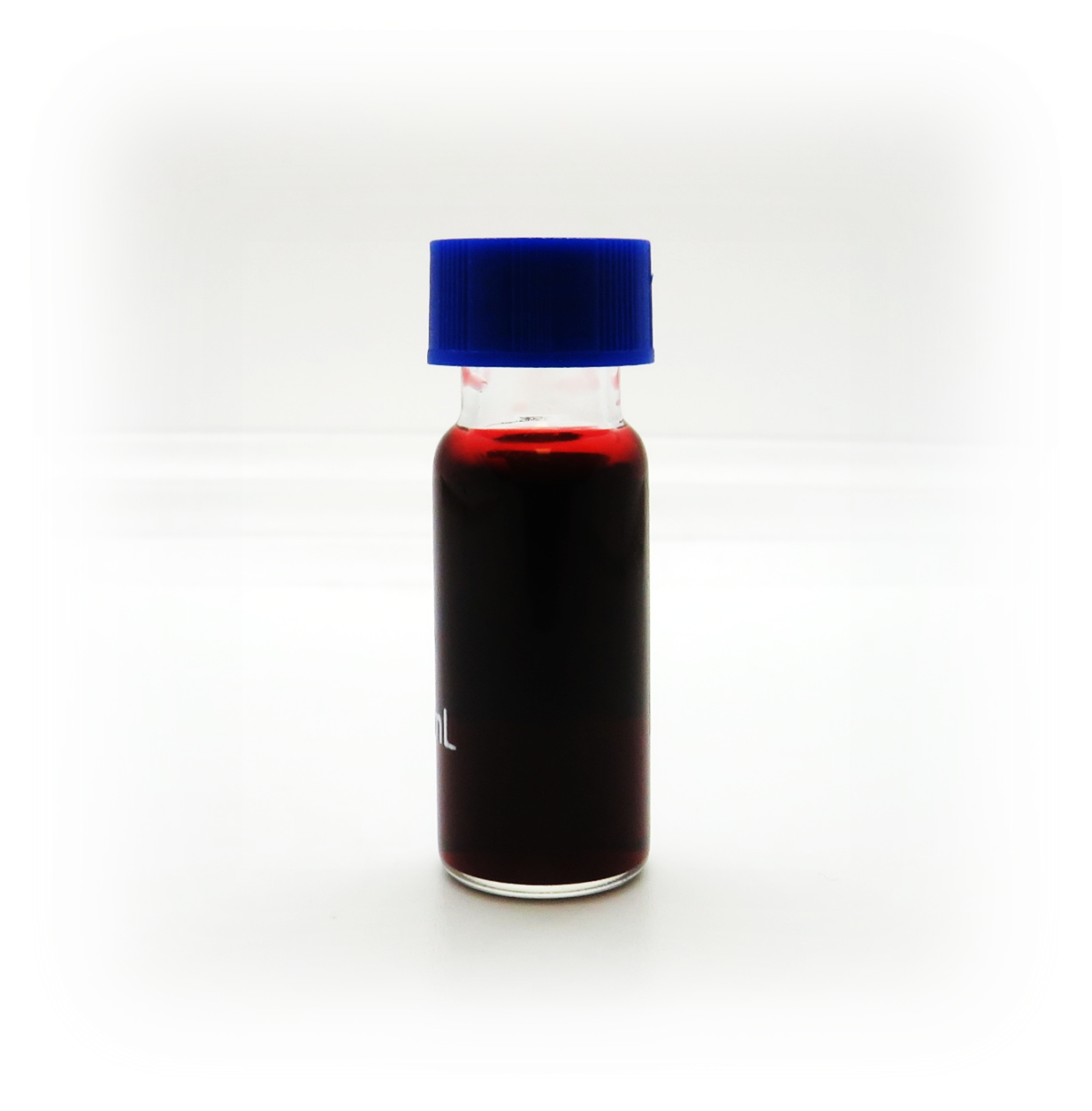 Unlabeled bottle containing 20 nm PEG coated gold nanoparticles from NanoBrand.

