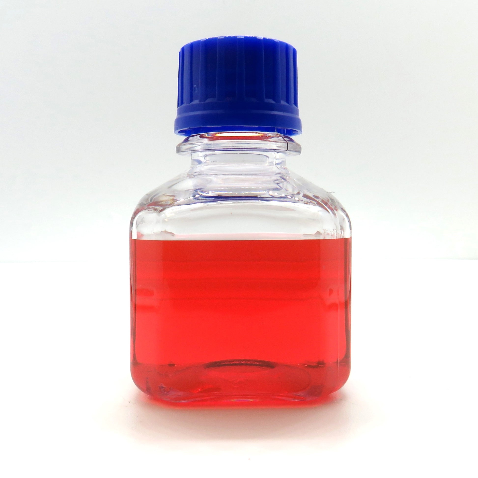 Unlabeled bottle containing 50 nm citrate coated gold nanoparticles of NanoBrand.

