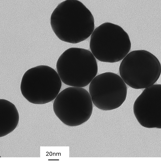 80 nm PEG coated spherical gold nanoparticles in stable colloidal suspension.
